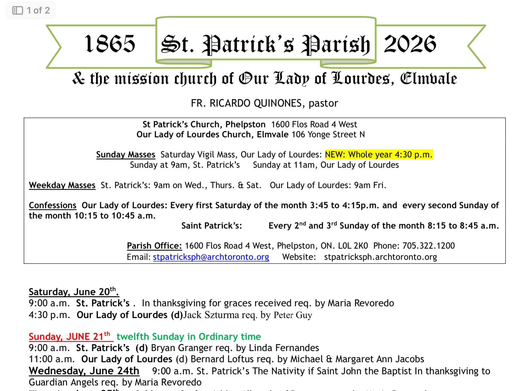 Bulletin June 21th, 2026 Bulletin June 21th, 2026