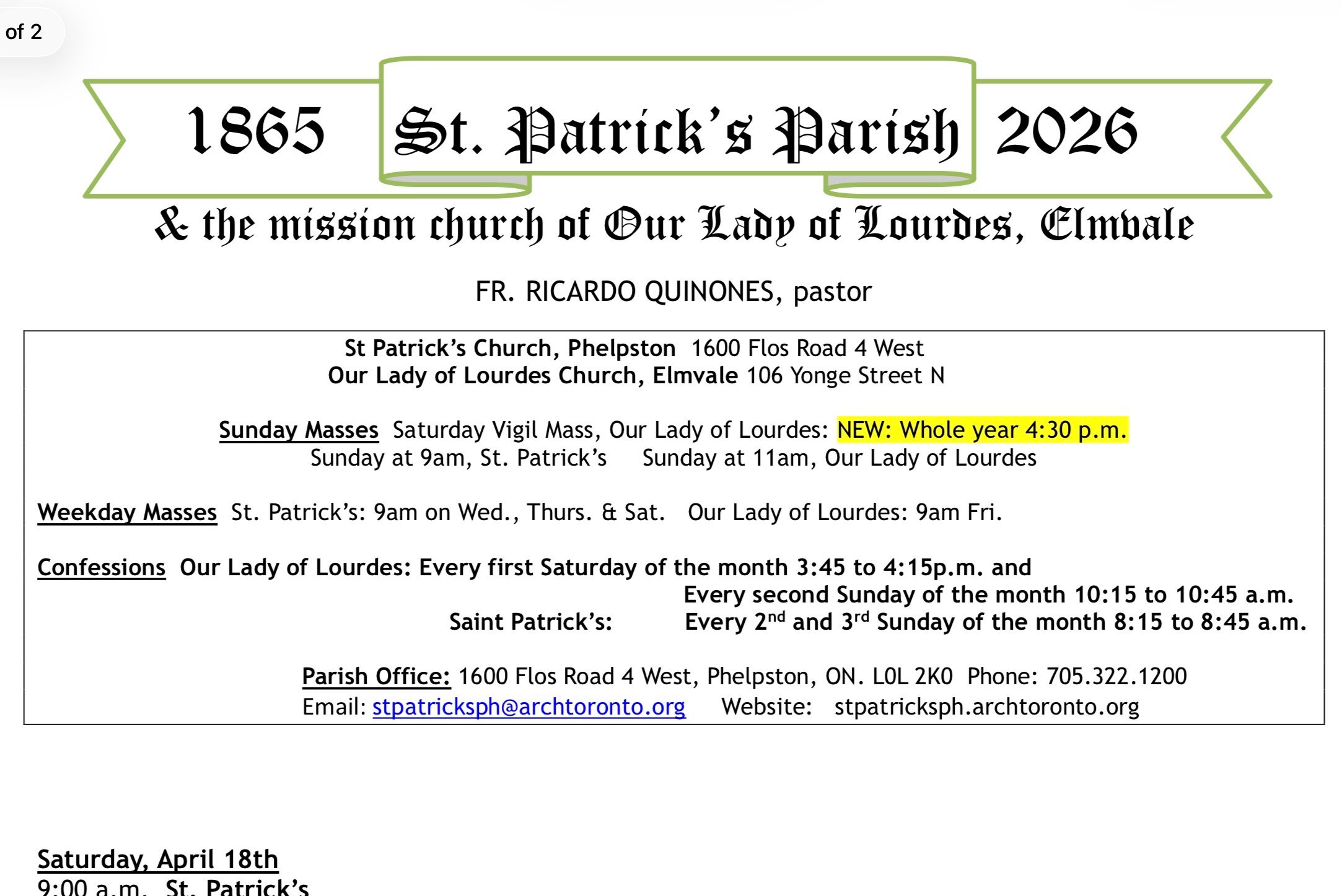 Bulletin April 19th, 2026