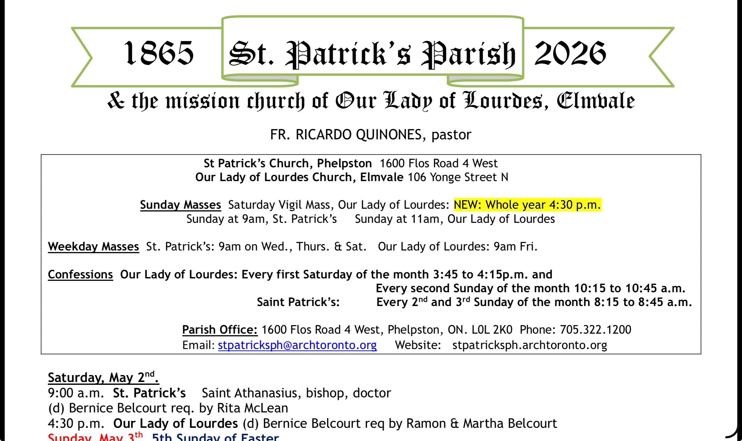 Bulletin May 3th, 2026