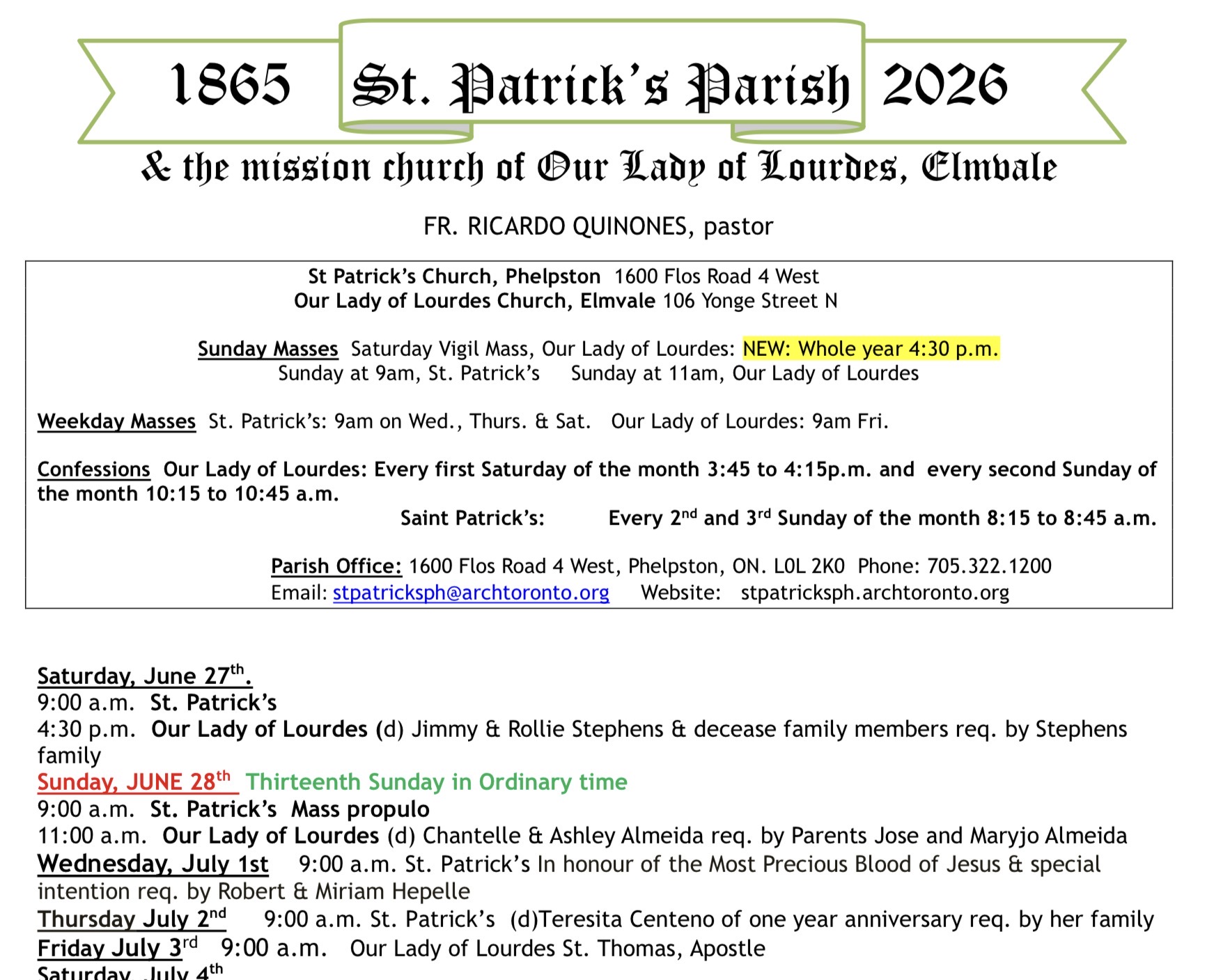Bulletin June 28th, 2026