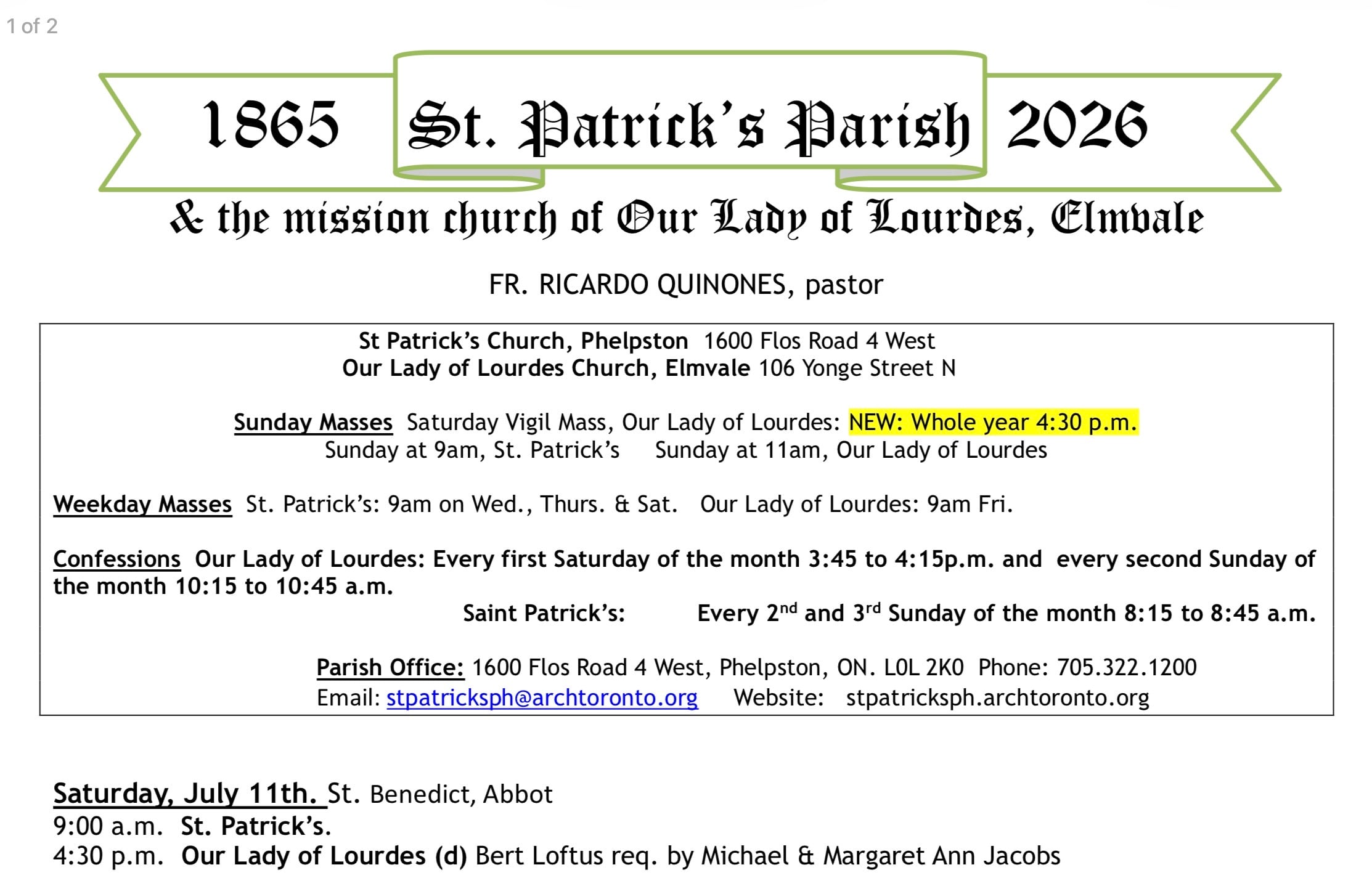 Bulletin July 12th, 2026 Bulletin July 12th, 2026