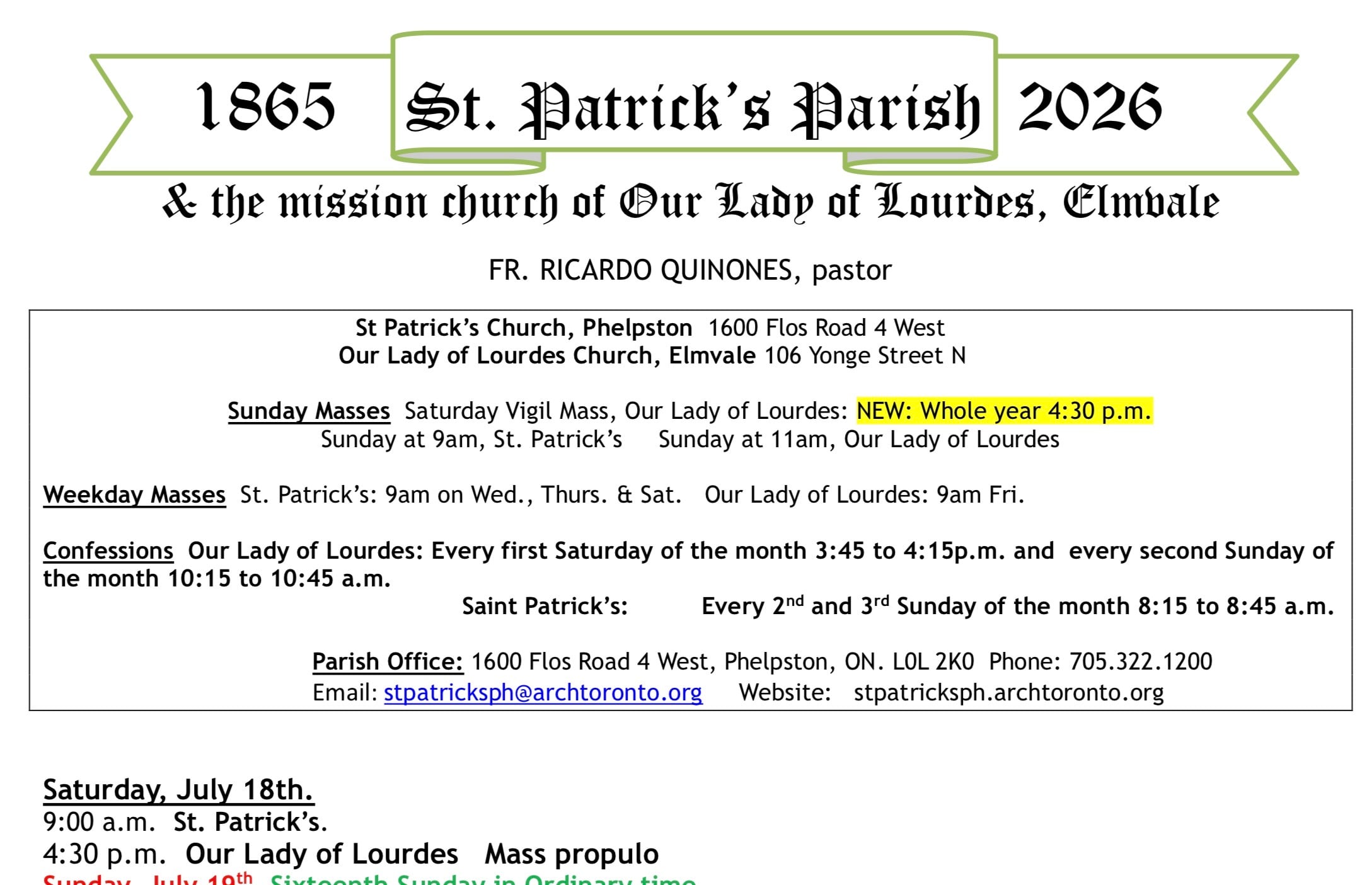 Bulletin July 19th, 2026 Bulletin July 19th, 2026