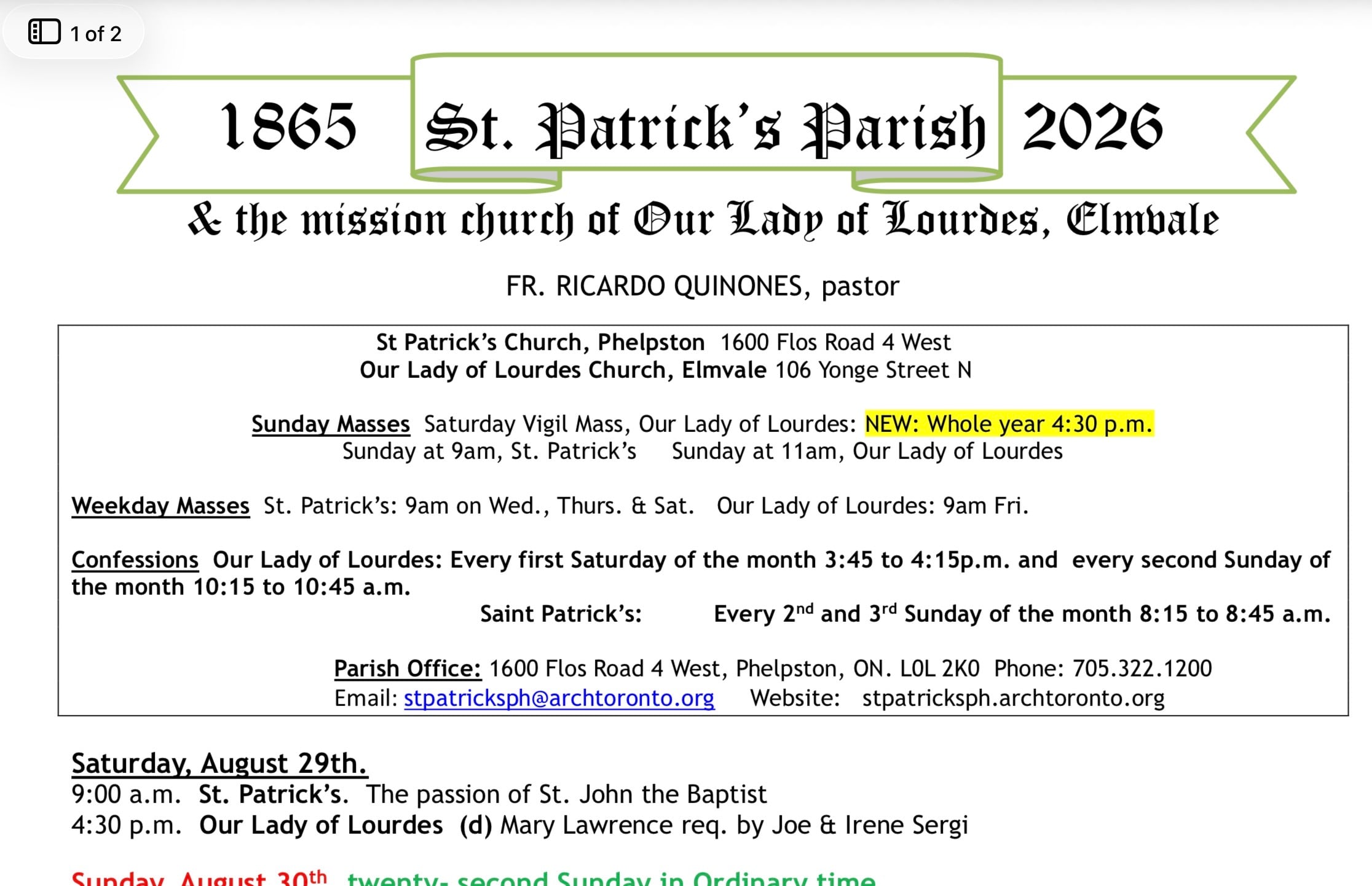 Bulletin August 30th, 2026 Bulletin August 30th, 2026