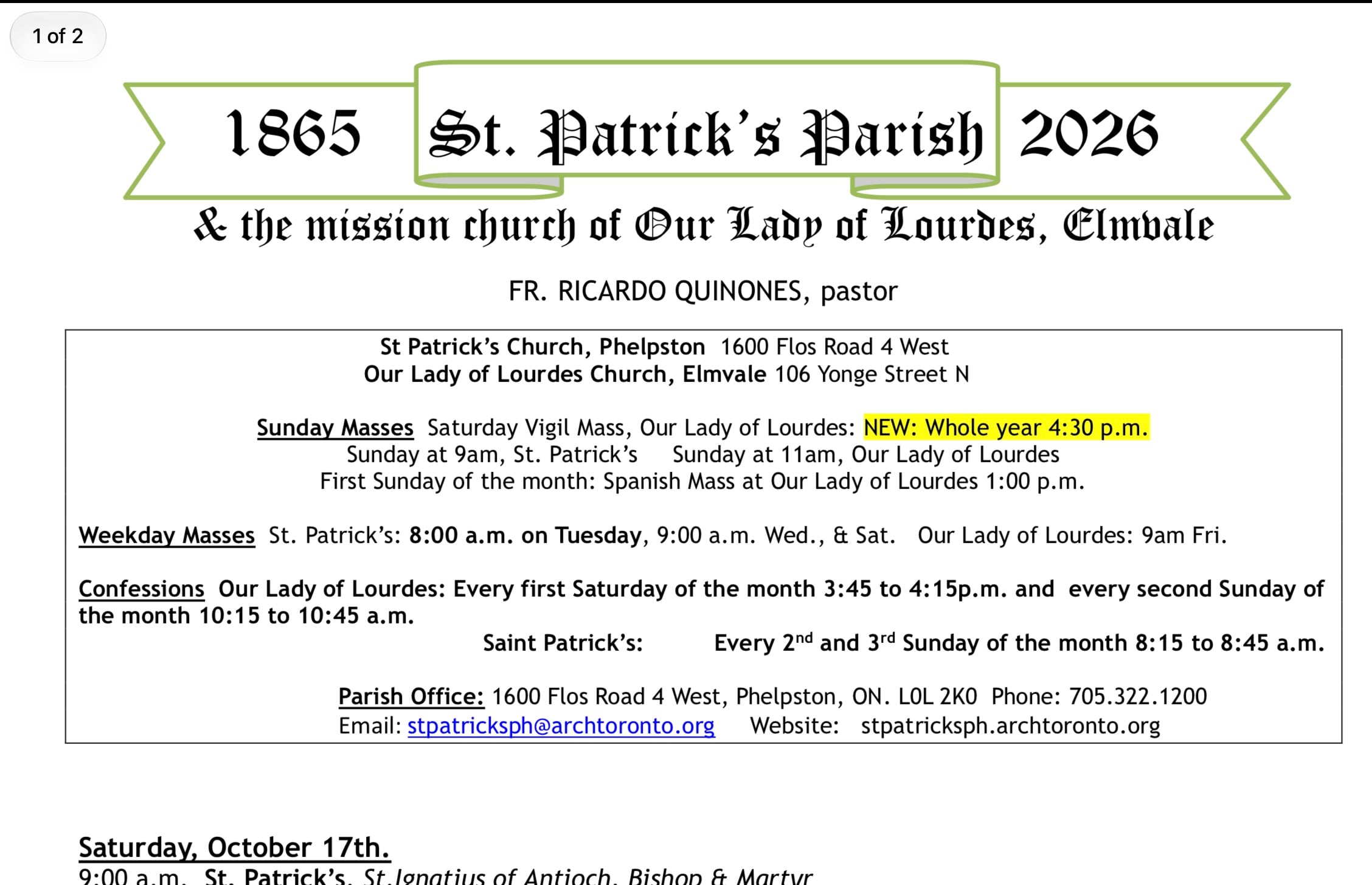 Bulletin Oct 18, 2026 Bulletin Oct 18, 2026