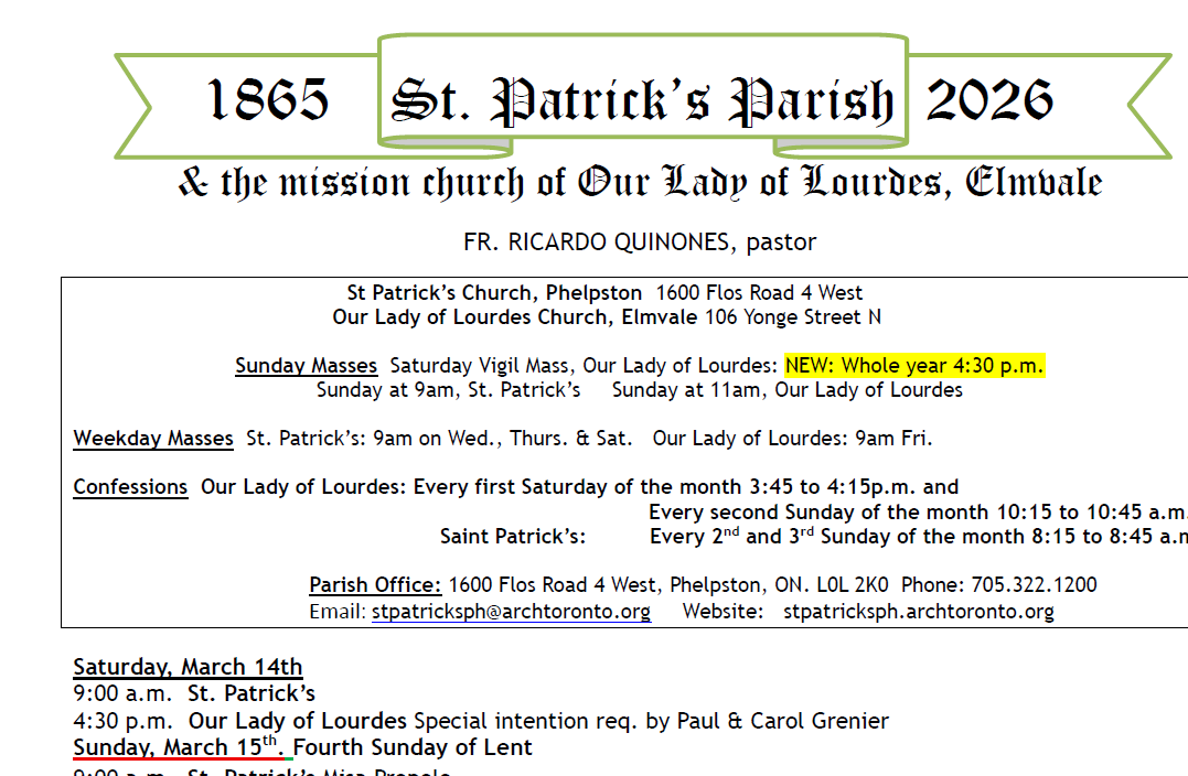 Bulletin March 15th, 2026