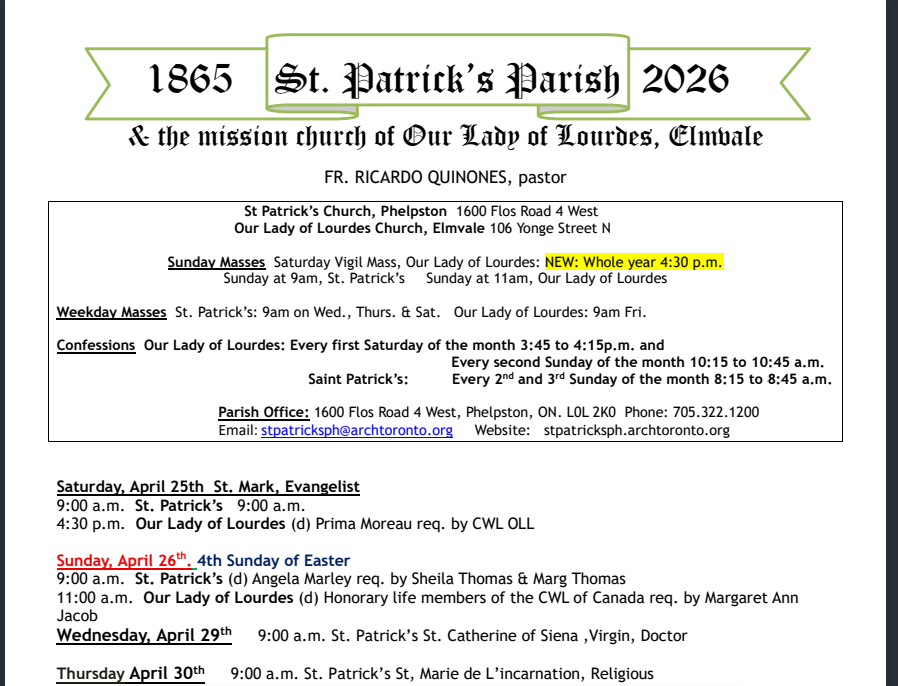 Bulletin April 26th, 2026